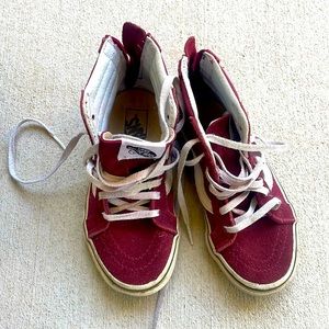 Maroon high top vans